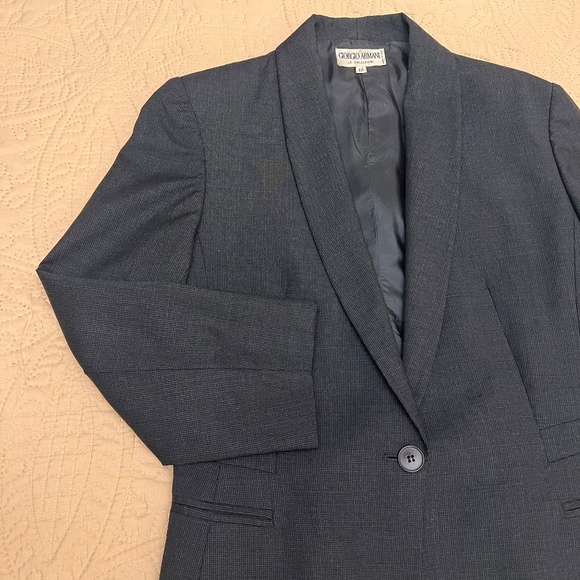 Giorgio Armani Le Collezioni Womens 100% Wool Gray  Blazer Coat Sz 12 - Picture 4 of 12